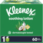 Kleenex soothing lotion facial tissues with coconut oil, aloe, and vitamin E in cube boxes, 3-ply, from Pasteur Pharmacy.