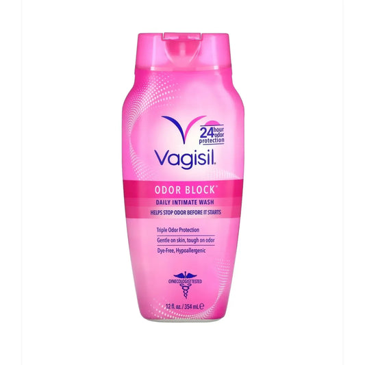 Vagisil Intimate Wash Odor Block in 354ml bottle, feminine douches and creams for freshening and odor control.