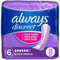 Always Discreet Extra Heavy Long Pads, Size 6, feminine pads and protectors, 2 packs of 33 for reliable absorbency