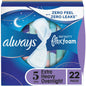 Always Infinity FlexFoam Pads Size 5 Extra Heavy Overnight with Wings, feminine pads for overnight protection, 22 count.