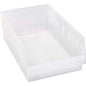 Clear plastic nesting storage shelf bin by Pasteur Pharmacy, measuring 11-1/8 W x 17-7/8 D x 6 H, ideal for filing and organization.