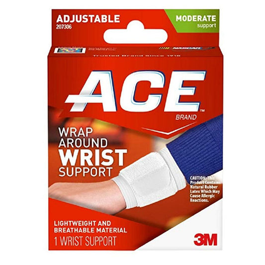 Adjustable Ace Wrap Around Wrist Support by Pasteur Pharmacy, shown wrapped around a wrist for support and stabilization.