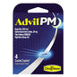 Advil PM 200 mg Ibuprofen nighttime sleep aid in blister pack, used for pain relief and helping sleep at night.