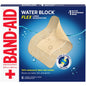 Large Band-Aid Brand Water Block Flex waterproof adhesive pads for first aid, designed to protect and cover wounds effectively.