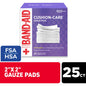 Band-Aid Cushion Care small gauze pads in a box, first aid supplies for wound protection and healing, by Pasteur Pharmacy.