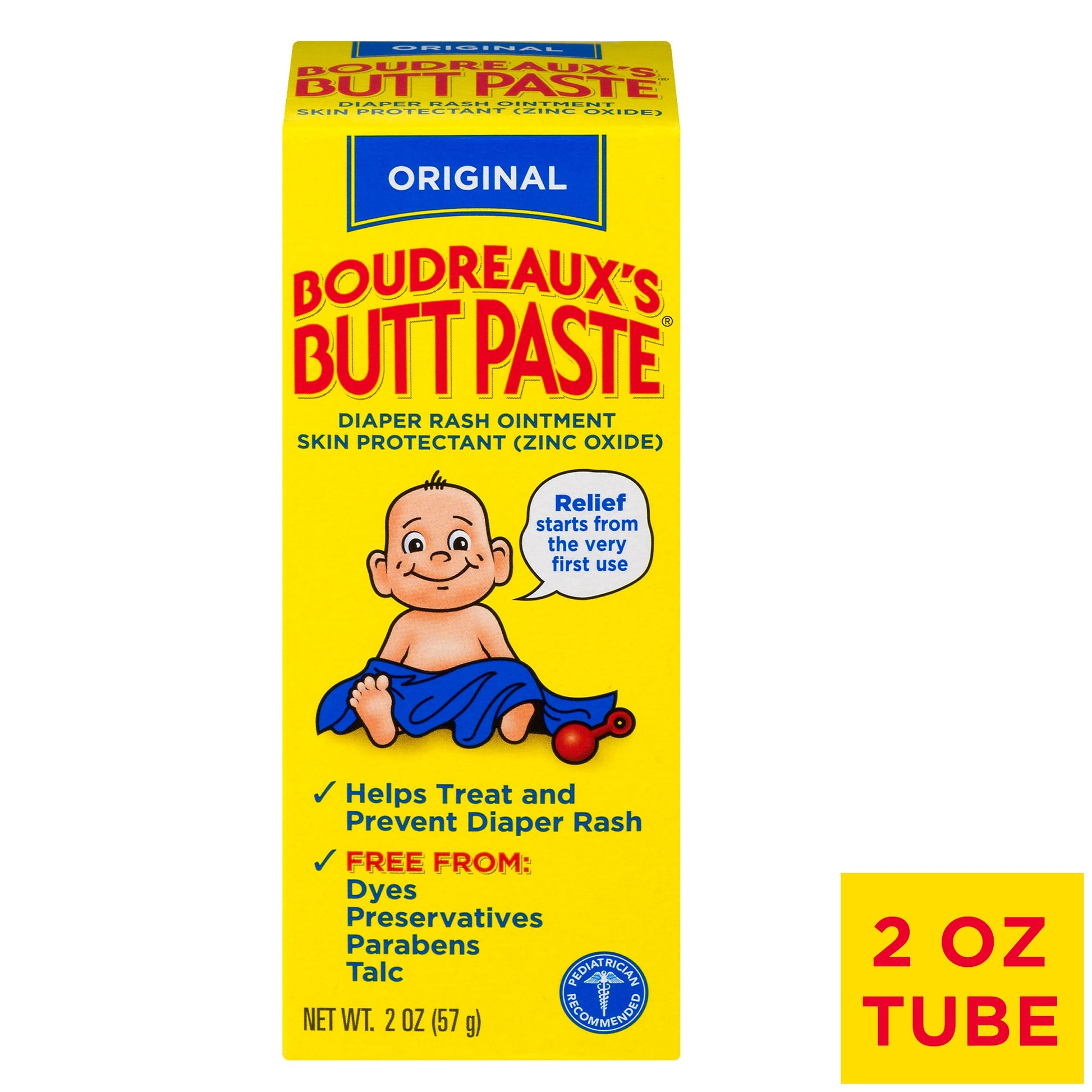 Boudreaux's Butt Paste Original Diaper Rash Ointment 2 oz. box, first aid diaper rash cream with natural ingredients