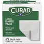 Curad Pro-Gauze Pads, 4x4 inch, professional-grade absorbent gauze for wound dressing, shown in a pack of 25.