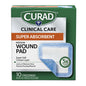 Medium Curad Super Absorbent Wound Pad for first aid, with adhesive backing and absorbent material for wound care.