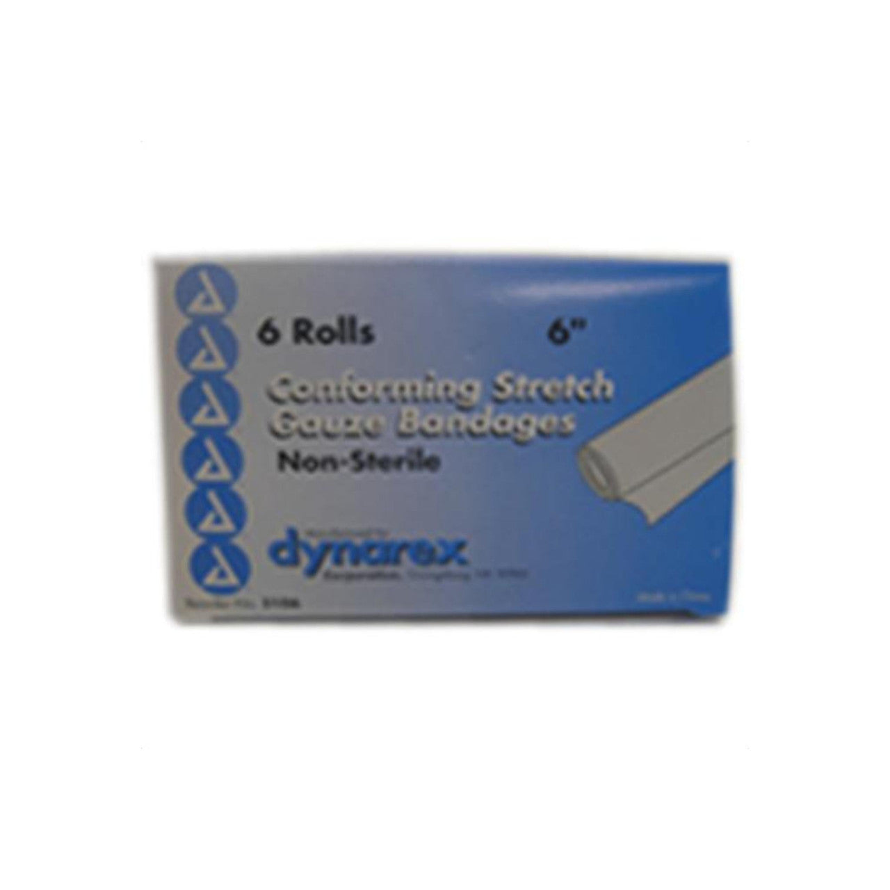 Non-sterile Dynarex Gauze Conform, 6" x 4.1 yards, for first aid wound dressing, stretched in packaging.