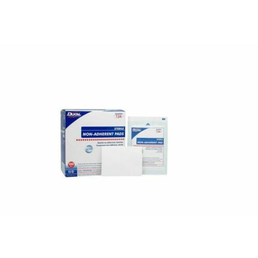 Dynarex non-adhering gauze pads, 3x4 inches, for first aid, in a box of 100, by Pasteur Pharmacy, suitable for wound dressing.