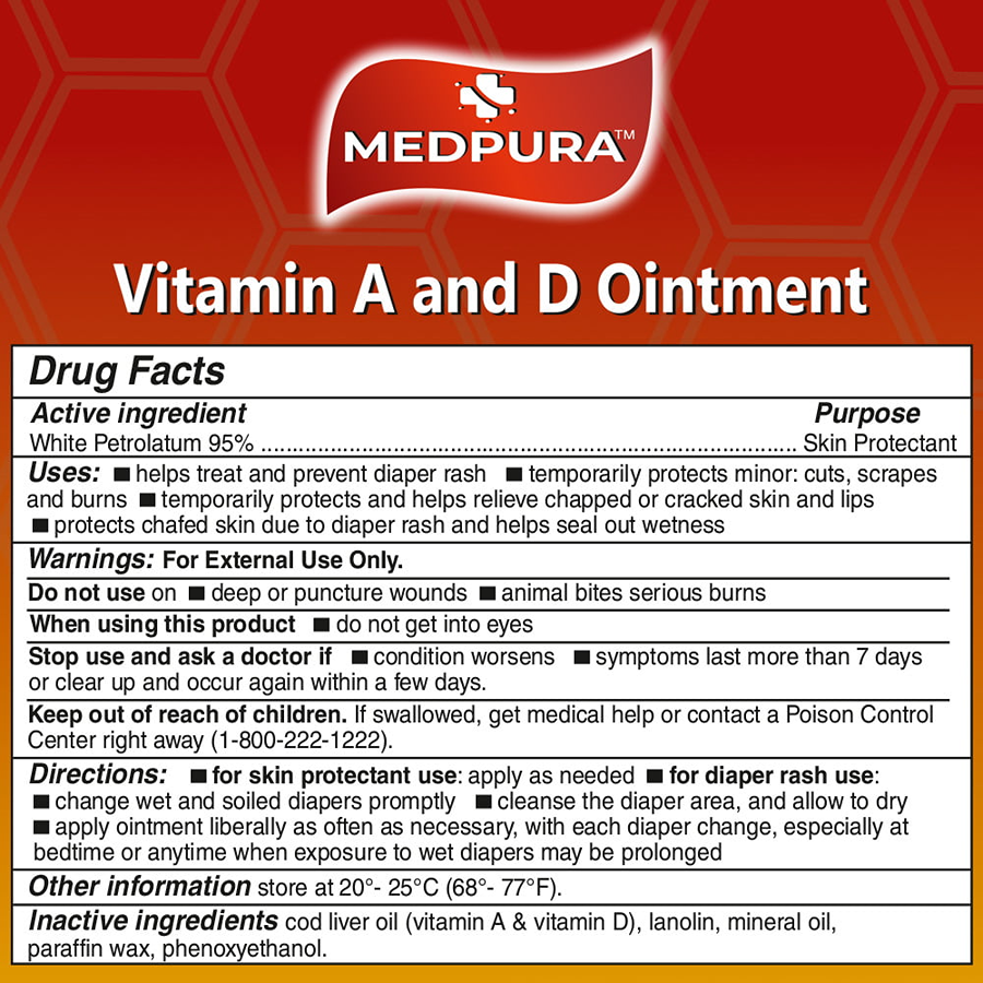Medpura Oi 95% first aid ointment in 113g tube, Vita A&D, used for skin healing and protection, by Pasteur Pharmacy.