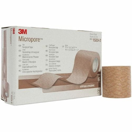 Tan Micropore Tape from Pasteur Pharmacy, 6 meters, lightweight first aid adhesive tape for securing bandages.