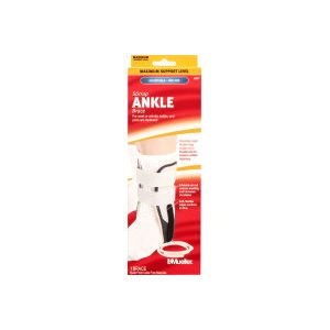 Mueller stirrup ankle brace by Pasteur Pharmacy, adjustable one size, providing support and stability for ankle injuries.