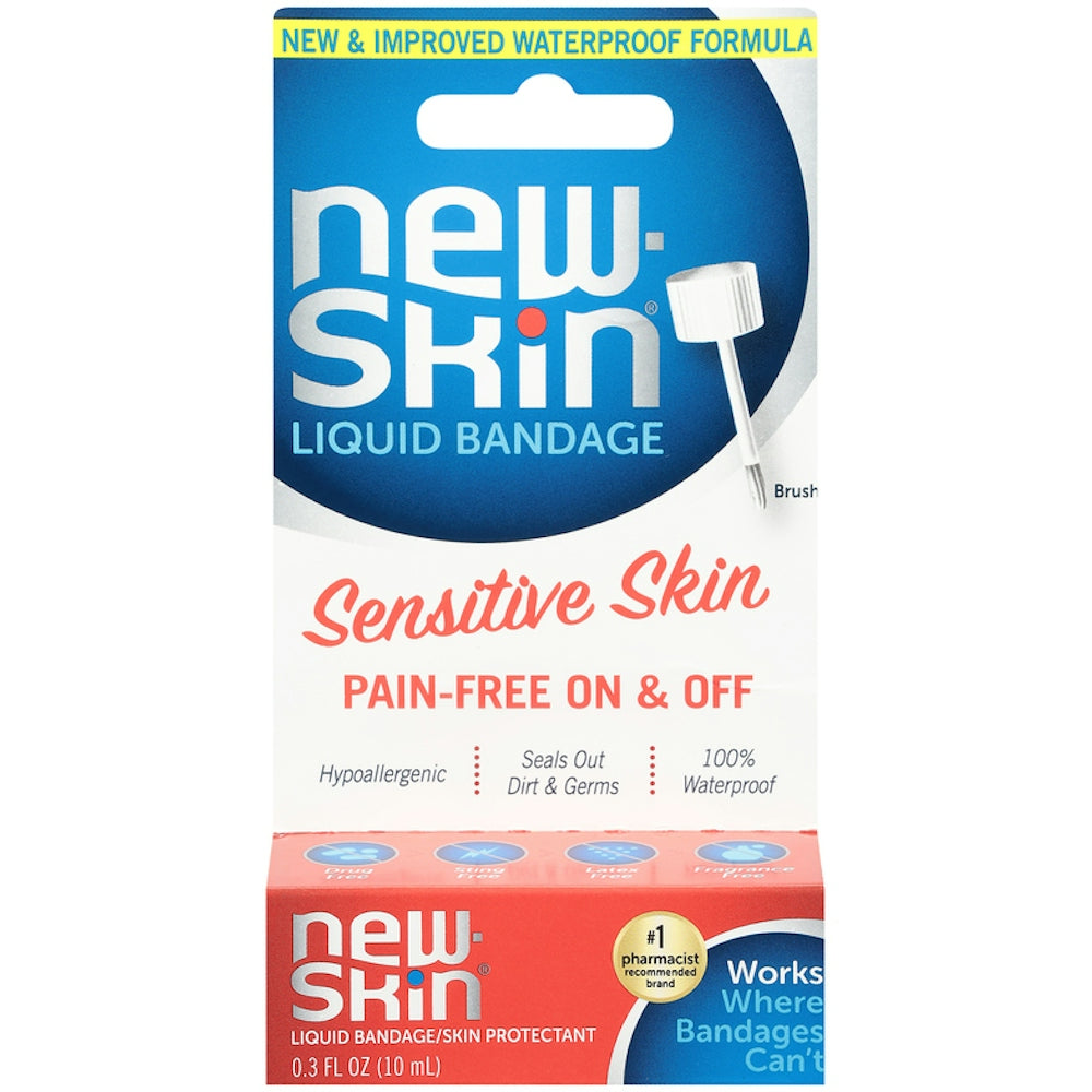 Pasteur Pharmacy New-Skin Liquid Bandage for sensitive skin, 0.3 fl oz, first aid wound protection and healing.