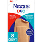 Nexcare Duo knee and elbow bandages in a first aid kit, 8-count pack, designed for wound protection and support.
