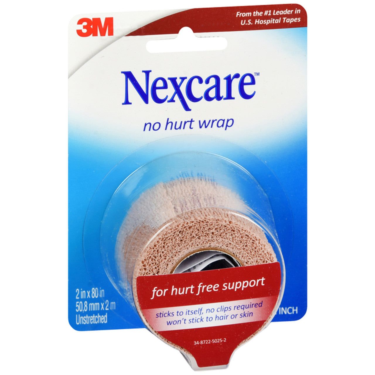 Nexcare No Hurt Wrap first aid bandage 2 x 80 inches, flexible and skin-friendly for wound support, by Pasteur Pharmacy