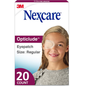 Nexcare Opticlude orthoptic eye patches in regular size, 20-count pack, used for eye treatment and patching therapy.