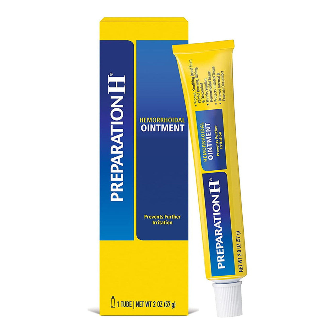 Preparation H hemorrhoid ointment in a 2 oz tube, suitable for hemorrhoid relief, from Pasteur Pharmacy in a first aid package.