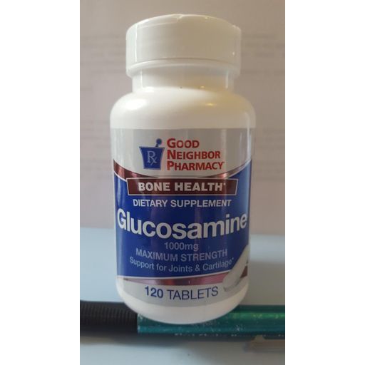 Bottle of 21st Century GNP Glucosamine 1000 mg supplement tablets for joint support, displayed in its packaging.