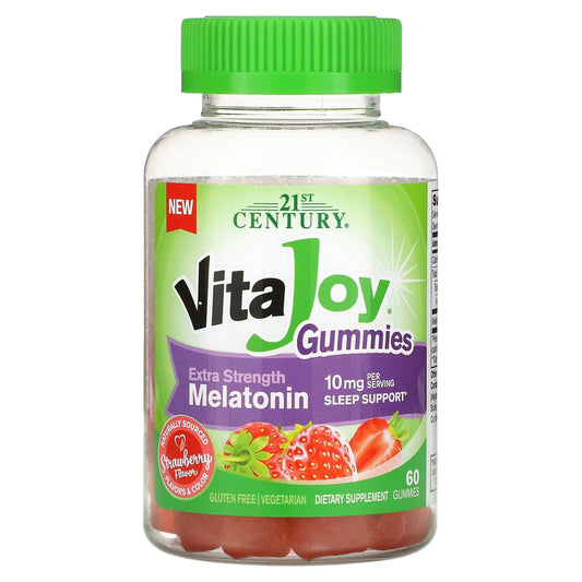 21st Century Webber Naturals Melatonin 10 mg gummy for better sleep, displayed in a clear, close-up view of the supplement package.