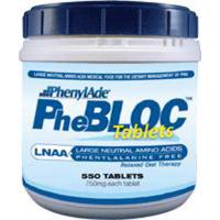 Applied Nutrition PhenylAde PheBLOC LNAA tablet bottle with 550 tablets, dietary supplement for fitness and nutrition.