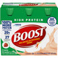 Creamy strawberry Boost high protein complete nutritional drink in a bottle with a label featuring the Pasteur Pharmacy brand logo.