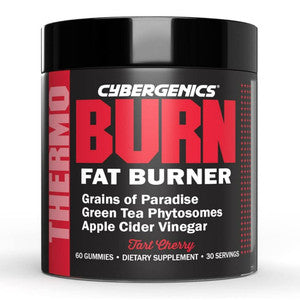 CyberGenics Fat Burner Gummies with Tart Cherry flavor, 60 chewable fitness and nutrition supplement by Pasteur Pharmacy.