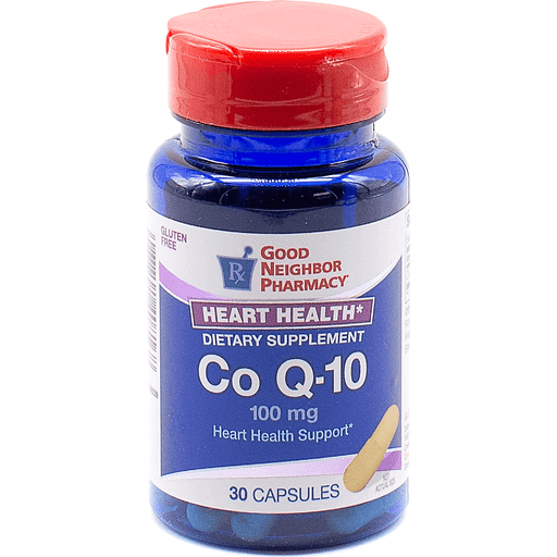 Good Neighbor Pharmacy GNP CoQ10 100 Mg dietary supplement capsules from Pasteur Pharmacy, designed for fitness and nutrition support
