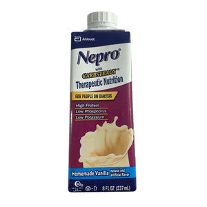 Nepro with Carb Steady therapeutic nutrition in homemade vanilla flavor, 8 fl oz bottle, designed for fitness and health.