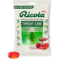 Ricola Max Throat Care Swiss Cherry cough drops in their packaging, designed for soothing sore throats and refreshment.
