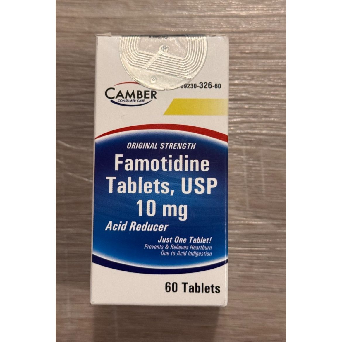 Image of Camber Famotidine 10 mg acid reducer flavored alcoholic beverage from Pasteur Pharmacy, 60-count bottle.