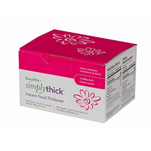 SimplyThick Easy Mix nectar consistency food and beverage thickener in a 6-gram packet from Pasteur Pharmacy.