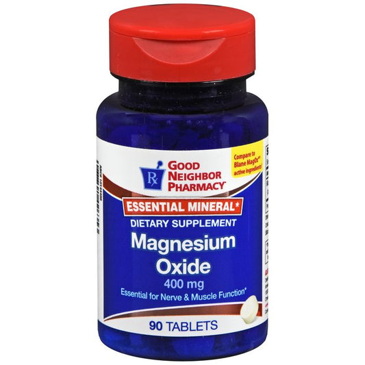 Folder tabs featuring the Good Neighbor Pharmacy Magnesium Oxide 400mg Tablets 90 count logo, designed for organizing medication supplies.
