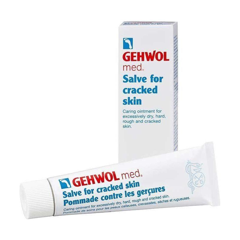Gehwol Med foot care cream for cracked skin in a 75ml tube, nourishing and soothing damaged foot skin.