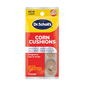 Dr. Scholl's Corn Cushions for foot care, shown on a product display with packaging and cushioning pads.