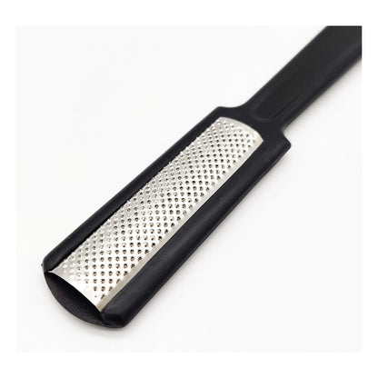 Black Dural Foot Rasp for foot care, with textured surface for removing rough skin, from Pasteur Pharmacy.