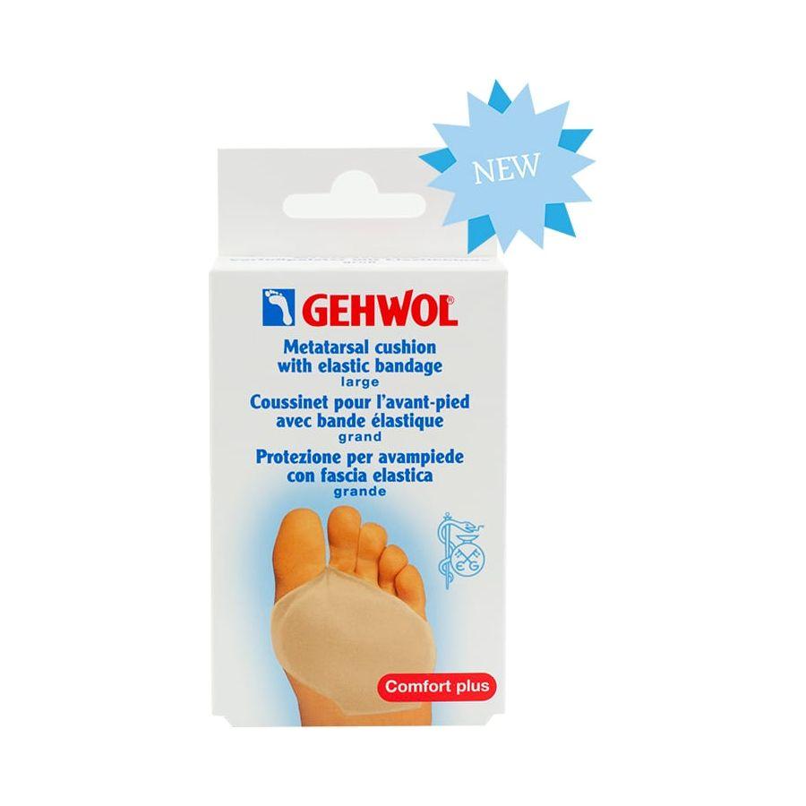 Medium Gehwol metatarsal cushion with elastic bandage for foot care, shown with the cushion and bandage on a white background.
