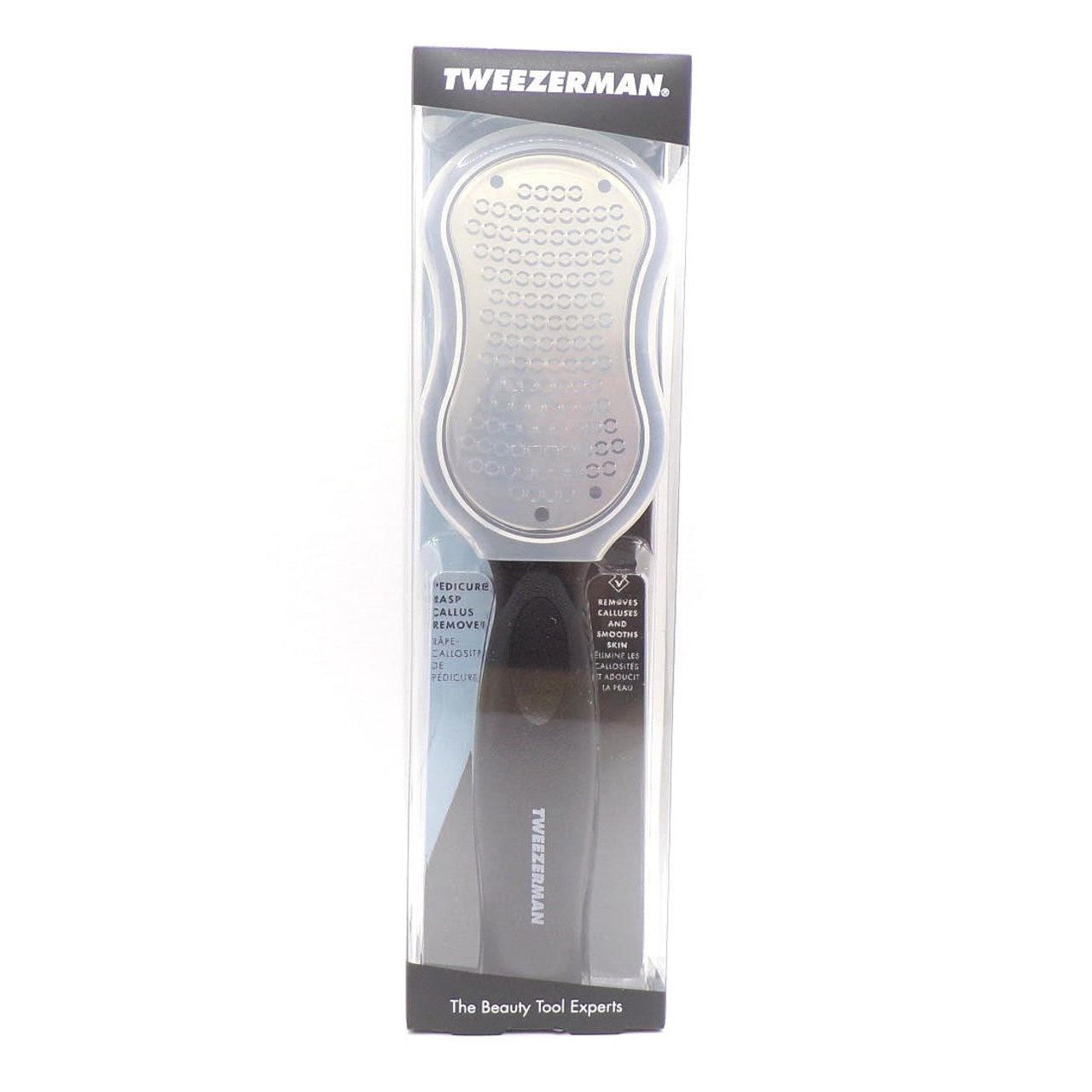 Tweezerman Pedicure Rasp Callus Remover for foot care, with a metal file for smoothing rough, thickened skin on feet.