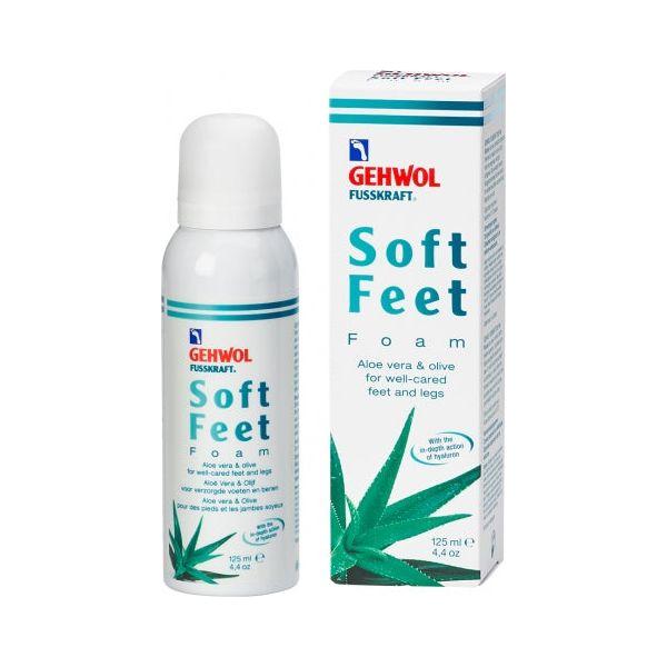 Gehwol Soft Feet Mousse with Aloe Vera in 125ml bottle, a foot care mousse for soft, nourished skin, by Pasteur Pharmacy.