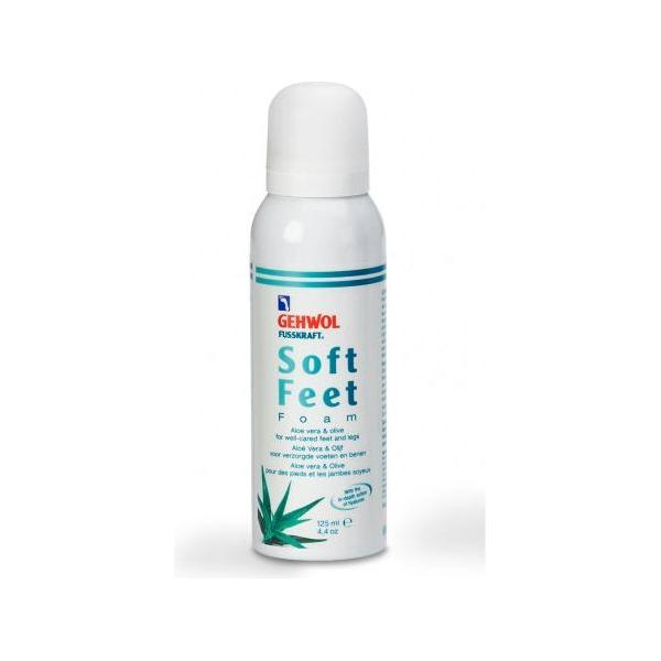 Gehwol Soft Feet Mousse with Aloe Vera in 125ml bottle, soothing foot care foam for soft, hydrated feet.
