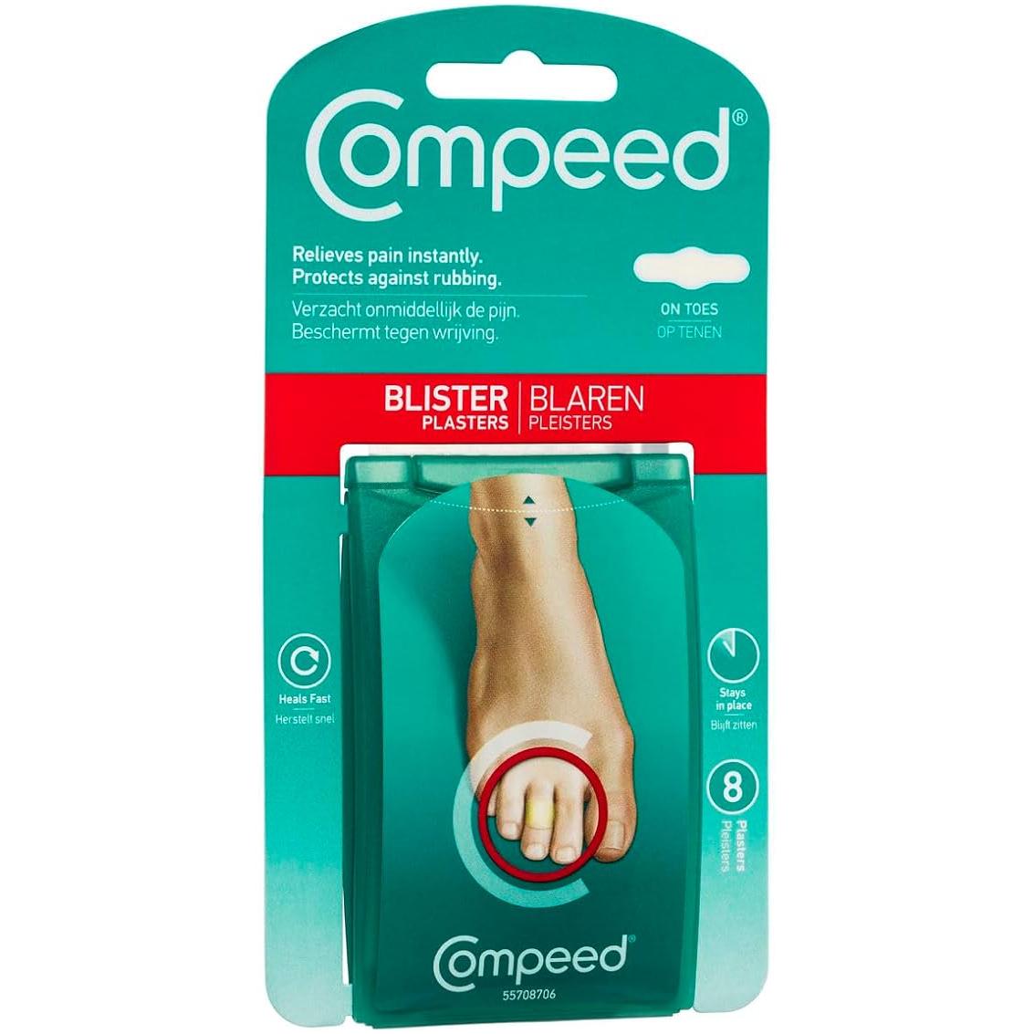 Compeed Toes Blisters Bandage Plasters by Pasteur Pharmacy, 8-pack, foot care product for blister protection on toes.