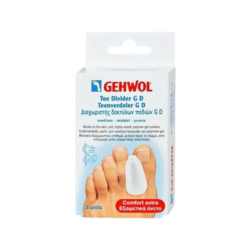 Gehwol Toe Divider G-D Medium, 3-pack, foot care product for separating toes and preventing blisters or discomfort.