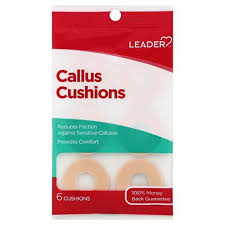 Leader Callus Cushions from Pasteur Pharmacy, 12-pack, foot care product with soft cushioning for corns and calluses.