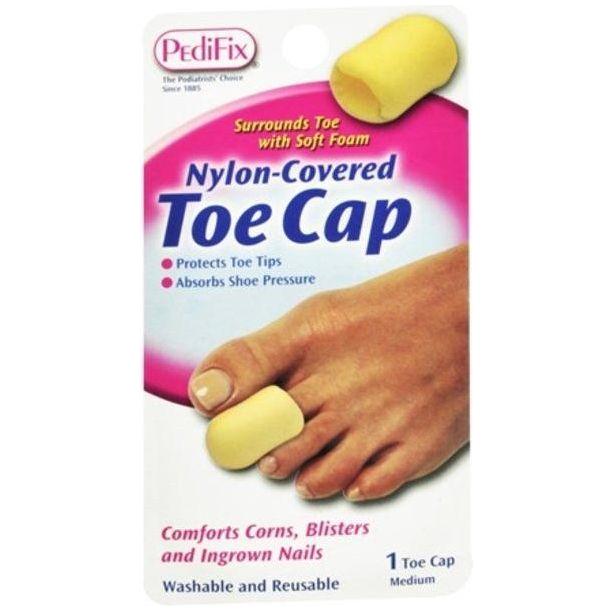 Medium PediFix nylon-covered toe cap for foot protection, designed to cushion and shield toes from injury.