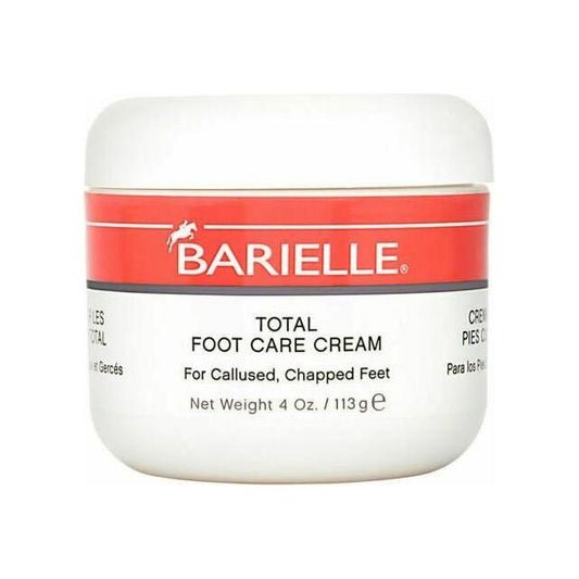 Barielle Total Care Foot Cream in 4 oz jar, moisturizing foot cream from Pasteur Pharmacy, with smooth, hydrated skin appearance.