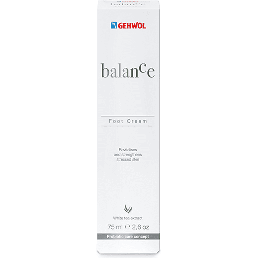 Pasteur Pharmacy Gehwol Balance Foot Cream 2.6 oz shown in a tube, designed to soothe and moisturize tired, dry feet.