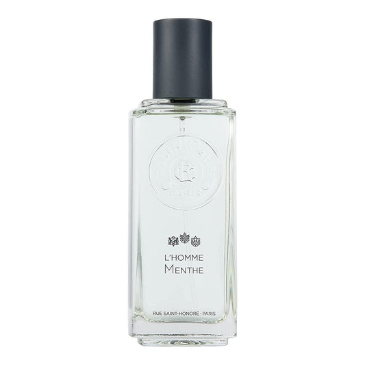 Roger & Gallet L'homme Menthe Cologne 3.3 oz EDT fragrance bottle with sleek design and mint scent details.
