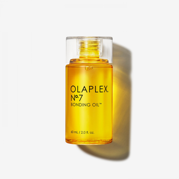Olaplex No.7 Bonding Oil fragrance oil in a 60ml bottle, with a sleek design and branding visible on the label.