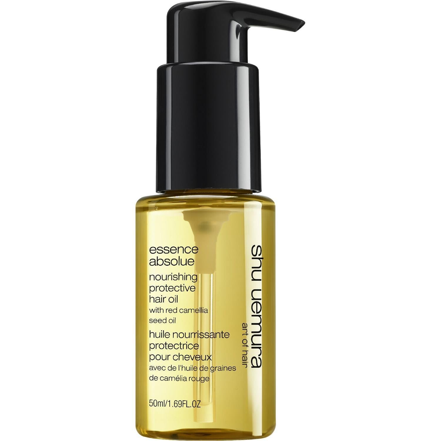 Shu Uemura Art of Hair Essence Absolue nourishing fragrance oil in 50ml bottle with moisturizing effects.