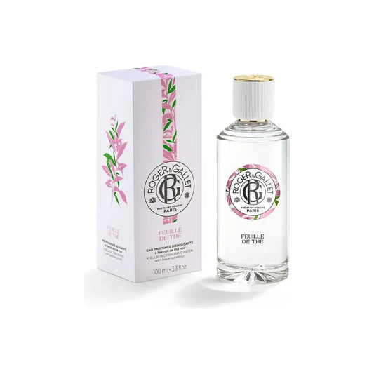 Roger & Gallet Feuille De The Wellbeing Fragrant Water in 100ml bottle, natural aromatic spray with soothing herbal notes.